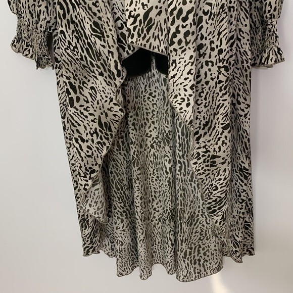 Patrizia Luca Deep V High-low Animal Print Tunic Cream Black Size Small - Picture 7 of 15